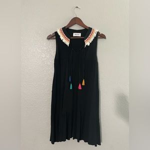 NWOT Black Dress with Rainbow Tassels